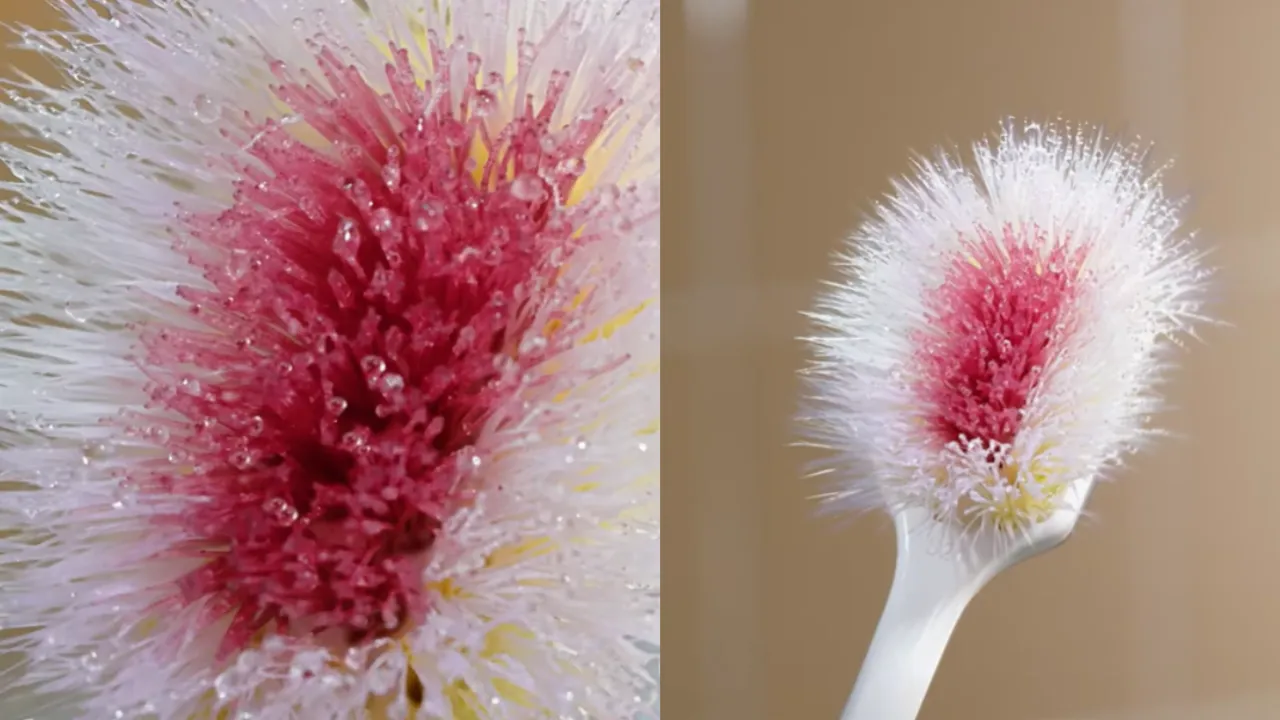 Close-up toothbrush poses as a flower in Colgate’s latest ad